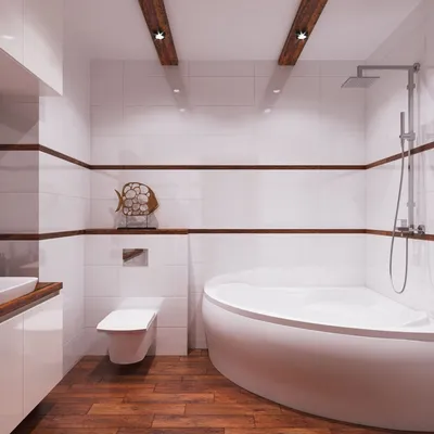 Фото ванной комнаты с угловой ванной в 4K разрешении