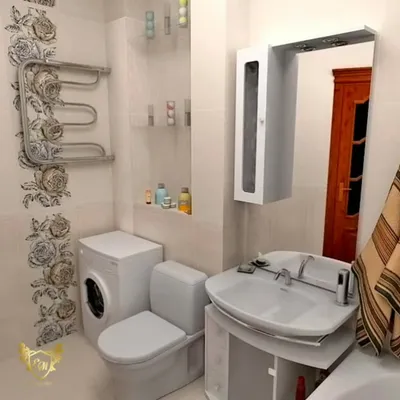 Стильная ванная комната с совмещенным санузлом