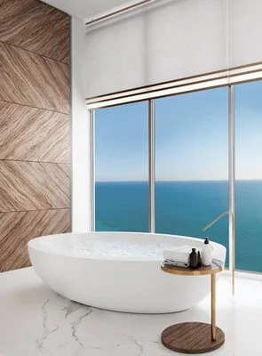 Ванная комната в японском стиле с использованием бамбука и дерева