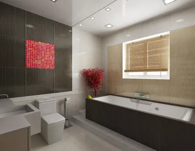 Ванная комната в японском стиле с использованием геометрических форм и линий