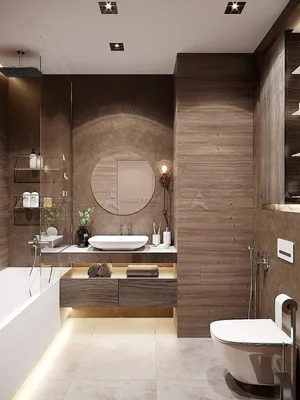Идеи дизайна ванной комнаты в коричневых тонах - фото галерея