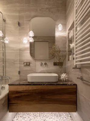 Фотографии ванной комнаты с использованием натуральных материалов в коричневом цвете