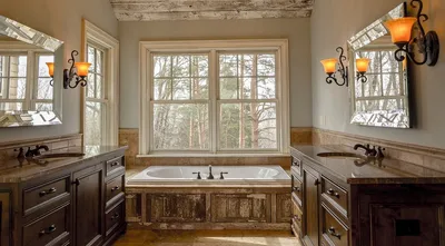 Фотографии ванной комнаты с коричневыми стенами и плиткой