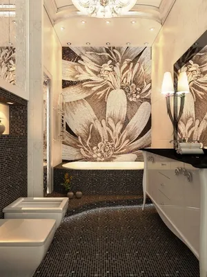 Ванная комната с элегантным декором в коричневом цвете