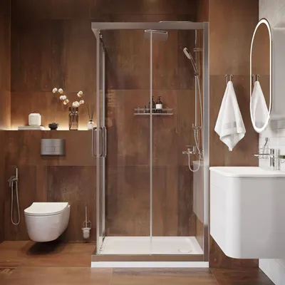 Фото ванной комнаты с уютной атмосферой в коричневом цвете