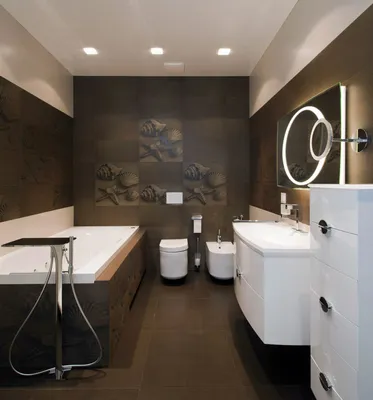 Ванная комната с нежными текстурами в коричневых тонах