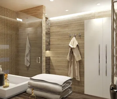 Ванная комната с расслабляющей атмосферой в коричневом цвете
