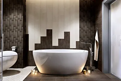 Арт-фото ванной комнаты в коричневой гамме