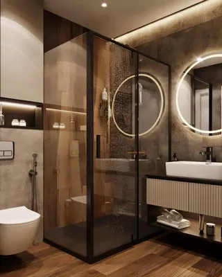 Ванная комната в теплых коричневых тонах - фото галерея
