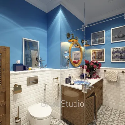 Фото ванной комнаты в морском стиле, скачать бесплатно в хорошем качестве