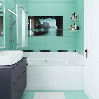 Интерьер ванной комнаты с морским уклоном