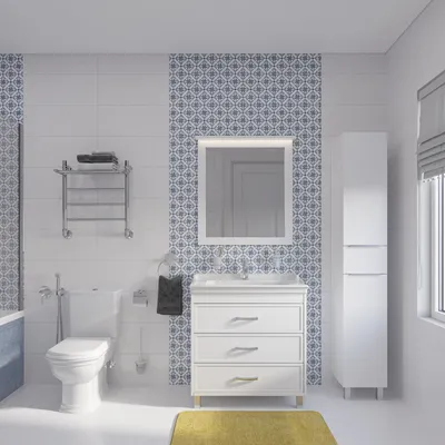 Фото ванной в морском стиле с использованием пастельных оттенков