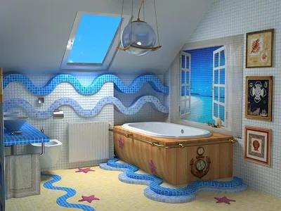 Морская атмосфера в интерьере ванной: фото идеи