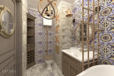Фото ванной комнаты в морском стиле, скачать в Full HD качестве