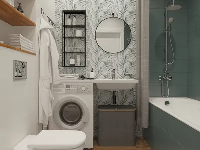 Ванная комната в скандинавском стиле с акцентом на природные элементы