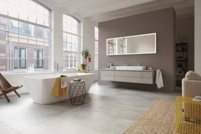 Фотографии ванной комнаты в скандинавском стиле с использованием дерева и камня