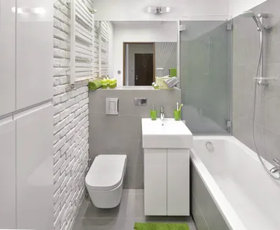 Фото ванной комнаты в скандинавском стиле с использованием ярких аксессуаров