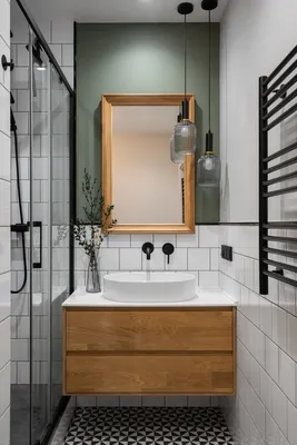 Ванная комната в скандинавском стиле с использованием пастельных оттенков