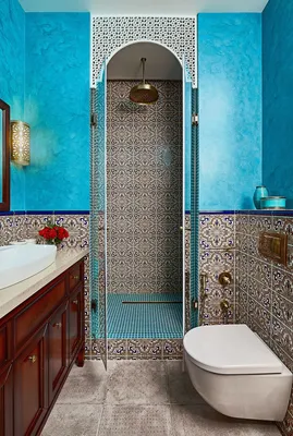 Фото в восточном стиле для ванной комнаты с уютной атмосферой
