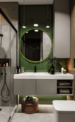 Фото ванной комнаты в зеленом цвете