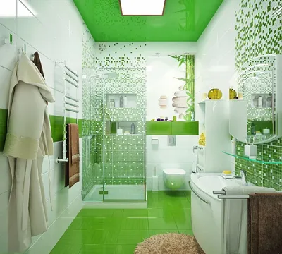 Фото ванной комнаты в зеленом цвете: скачать бесплатно