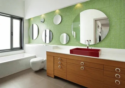 Фото ванной комнаты в зеленом цвете: современный интерьер