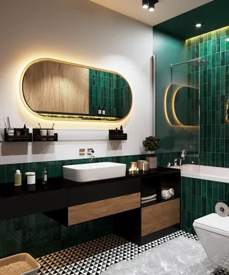 Фото ванной комнаты в зеленом цвете: классический стиль