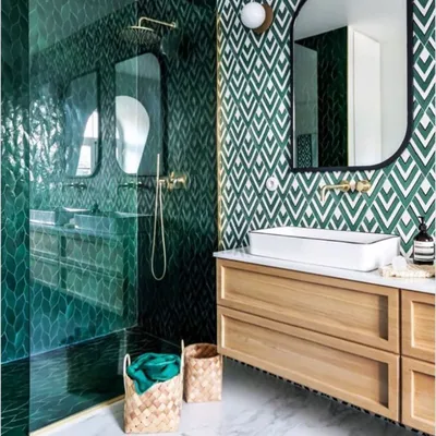 Фотографии ванной комнаты в зеленой гамме