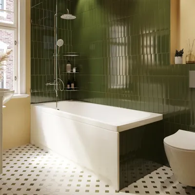 Арт-фото ванной комнаты в зеленых тонах 2024 года