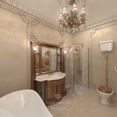 Фото классической ванной комнаты, которая олицетворяет элегантность