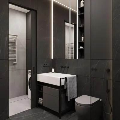 HD фотографии ванных комнат в стиле хай тек