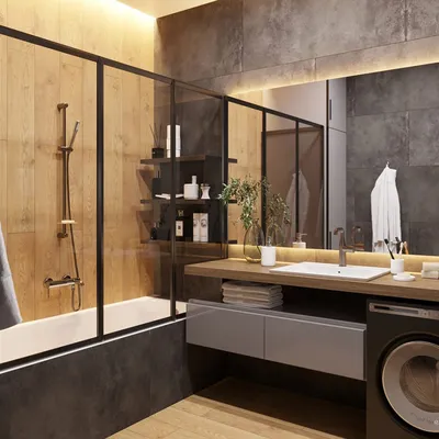 Лофт-дизайн ванной: игра текстур и форм
