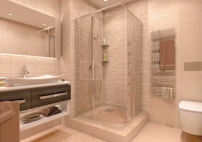 Фотографии ванных комнат с душевой кабиной с разными типами плитки