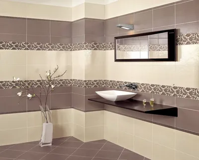 Фотографии ванной комнаты с различными вариантами плитки для вдохновения