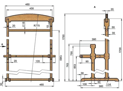 Напольная вешалка для одежды: фото чертежей и схем 