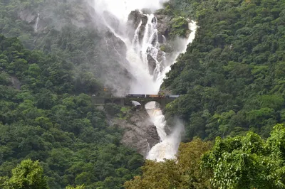 Стремительный поток: Фотография Водопада Дудхсагар впечатляет.