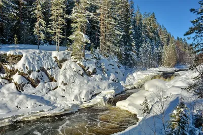 Иней и лед: Водопад Кивач зимой в ваших фотографиях