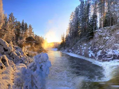 Исключительные зимние кадры Водопада Кивач: Скачайте в нужном формате