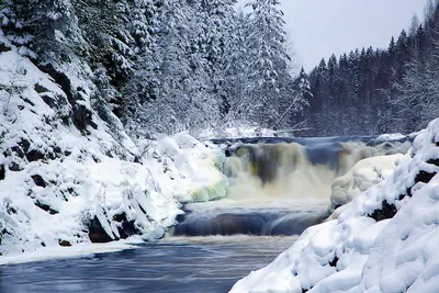 Водопад Кивач зимой: Очарование заснеженных водных струй