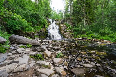 Фотка водопада в лесу: создайте атмосферу природы на рабочем столе!