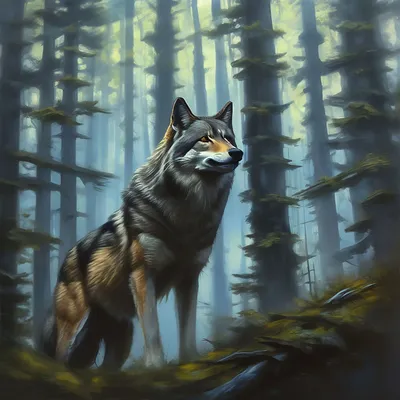 Стая в тени: фото волка в лесной атмосфере
