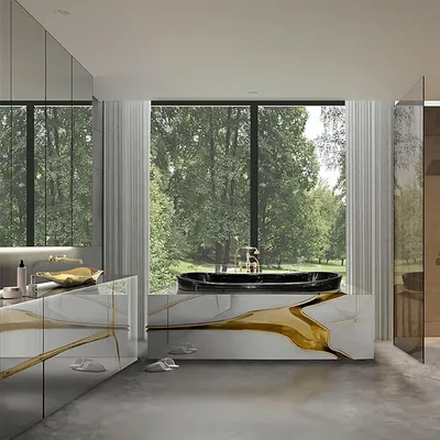 Ванная комната с элегантной встроенной ванной