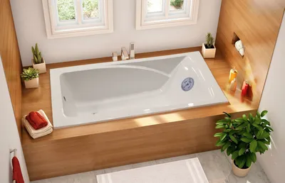 Фото ванных комнат с эргономичными встроенными ваннами