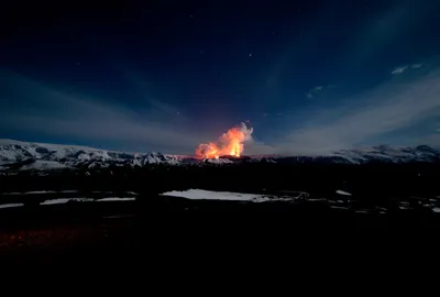 Фотография красивого вулкана Эйяфьятлайокудль