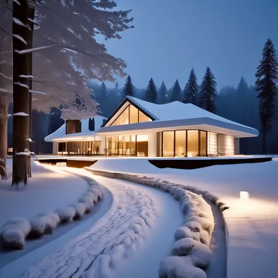 Уютное жилье зимой: Скачивайте изображения в PNG формате