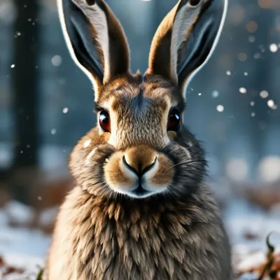 Картинка зайца зимой: выберите размер PNG для скачивания