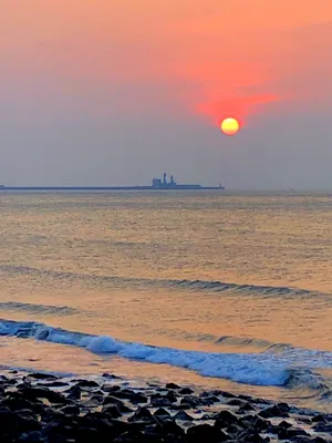 Рисунок заката солнца на море