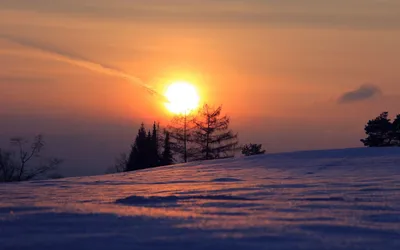 Ледяные краски: Фото заката солнца в зимний вечер
