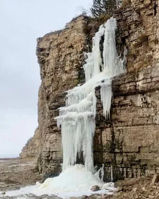 Замерзшие водопады в объятиях зимы: сказочный пейзаж для ваших глаз.