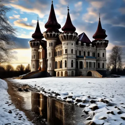 Замки в зимней сказке: PNG изображения для загрузки